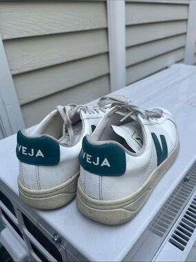 Veja White Sneakers with Teal Accents